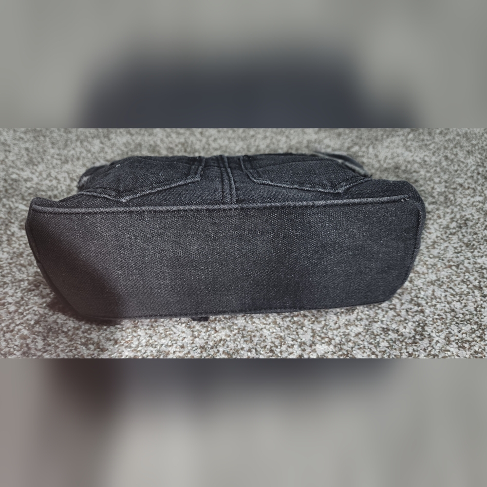 Black Denim Shoulder Bag 2 Straps New - Picture 6 of 10
